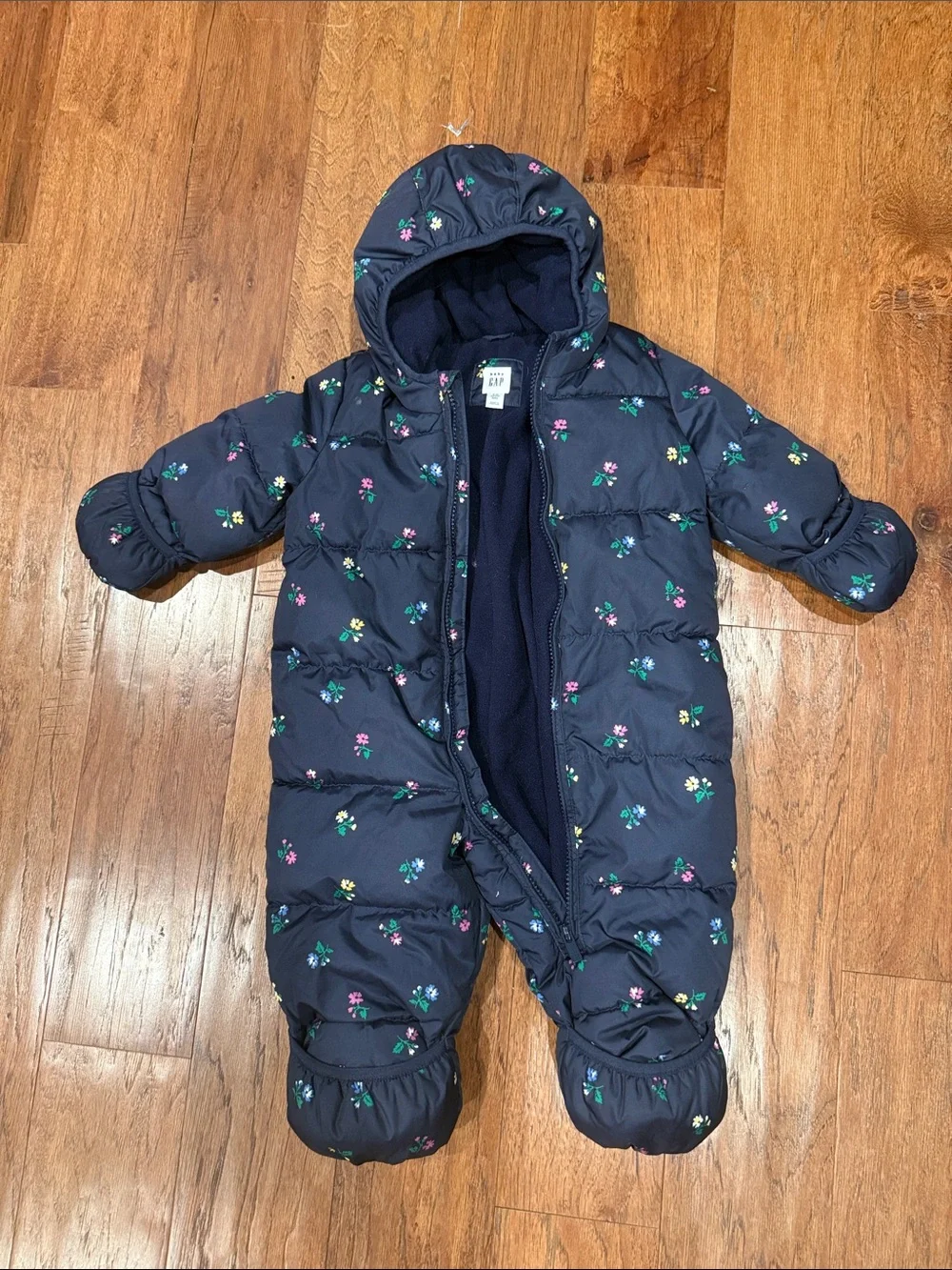 GAP Navy Floral Hooded One-Piece Footie